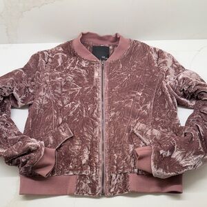 Luxurious Mauve Velvet Bomber Jacket